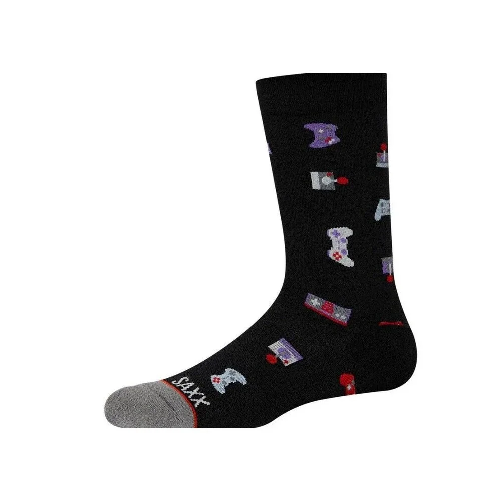 Saxx Cew Dress Socks Video Gamer Black New Gaming Performance Features Médium